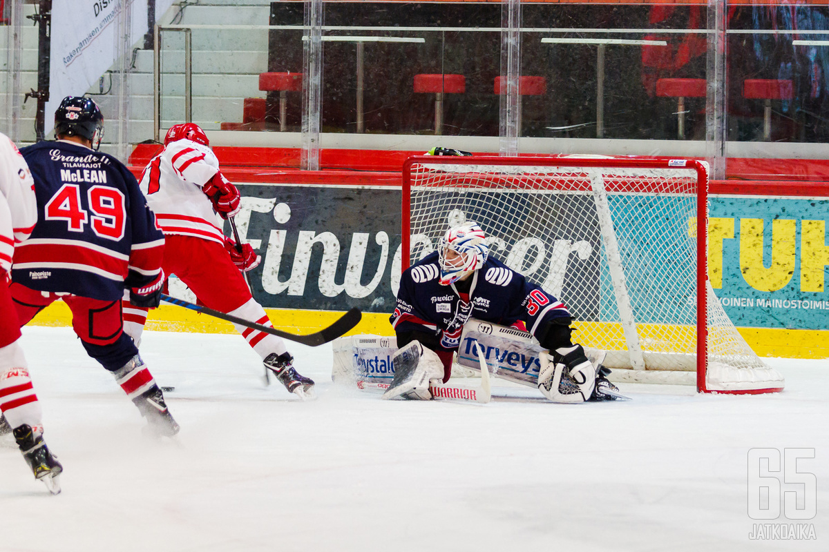 Vasta toisen Mestis-ottelunsa pelannut Samu Lonkila pelasi hyvän pelin.