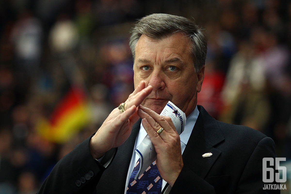 MUNICH, GERMANY - NOVEMBER 13:  Don Waddell, head coach of the US reacts during the 6th match of the German Ice Hockey Cup 2011 between USA and Germany at Olympiahalle on November 13, 2011 in Munich, Germany.  (Photo by Alexander Hassenstein/Bongarts/Gett