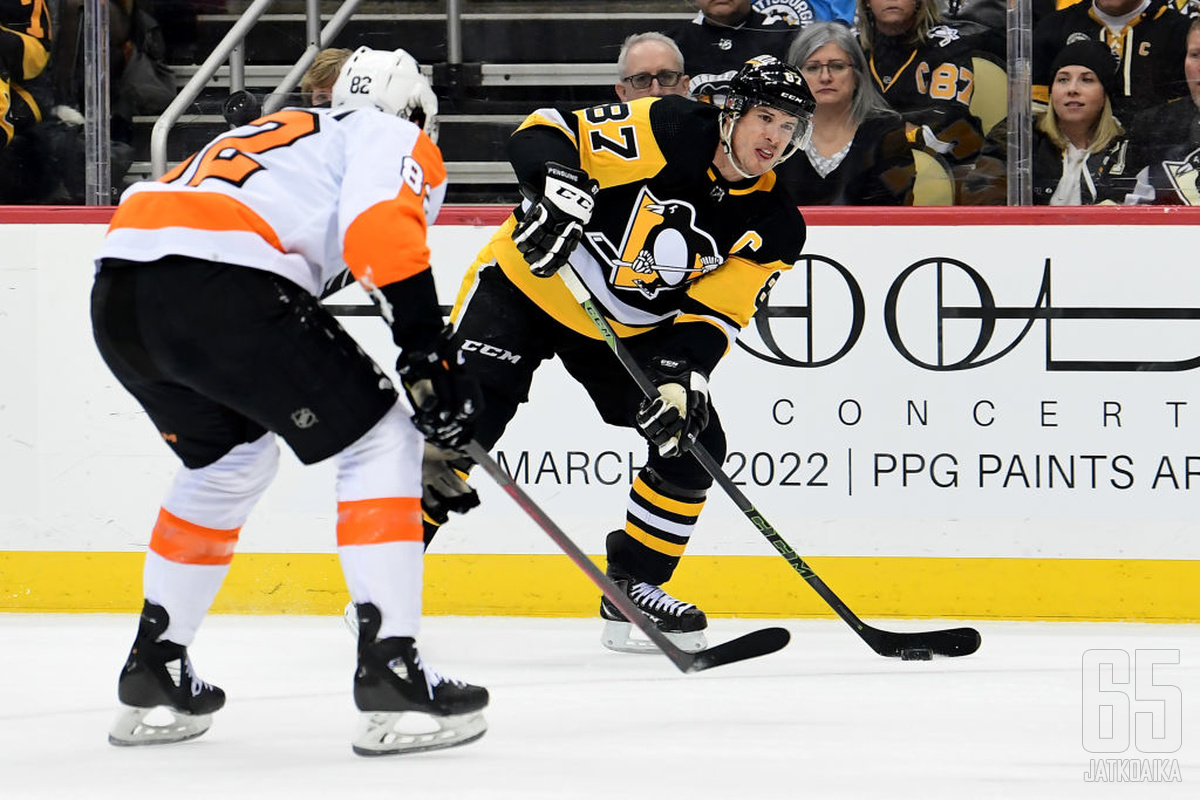 Paikallisvastustaja Flyers sai jälleen tuta Sidney Crosbyn maalivainun.