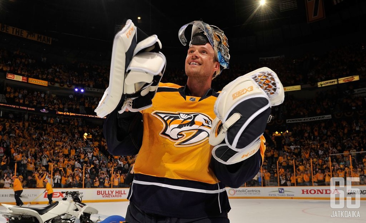 Pekka Rinne oli suuressa roolissa Blackhawksin kaatamisessa.