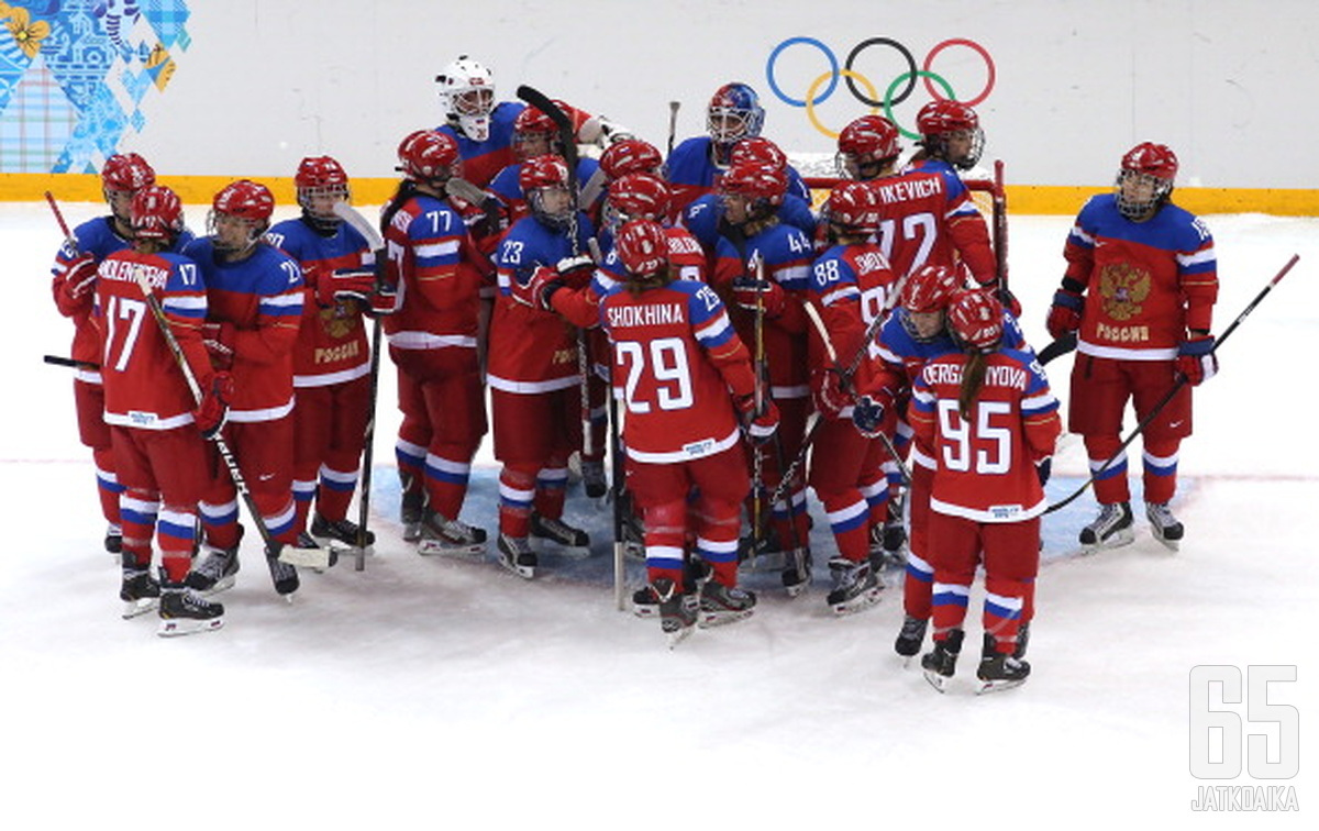Venäjän naiset pääsivät juhlimaan Ruotsi-pelin jälkeen lohkovoittoa.