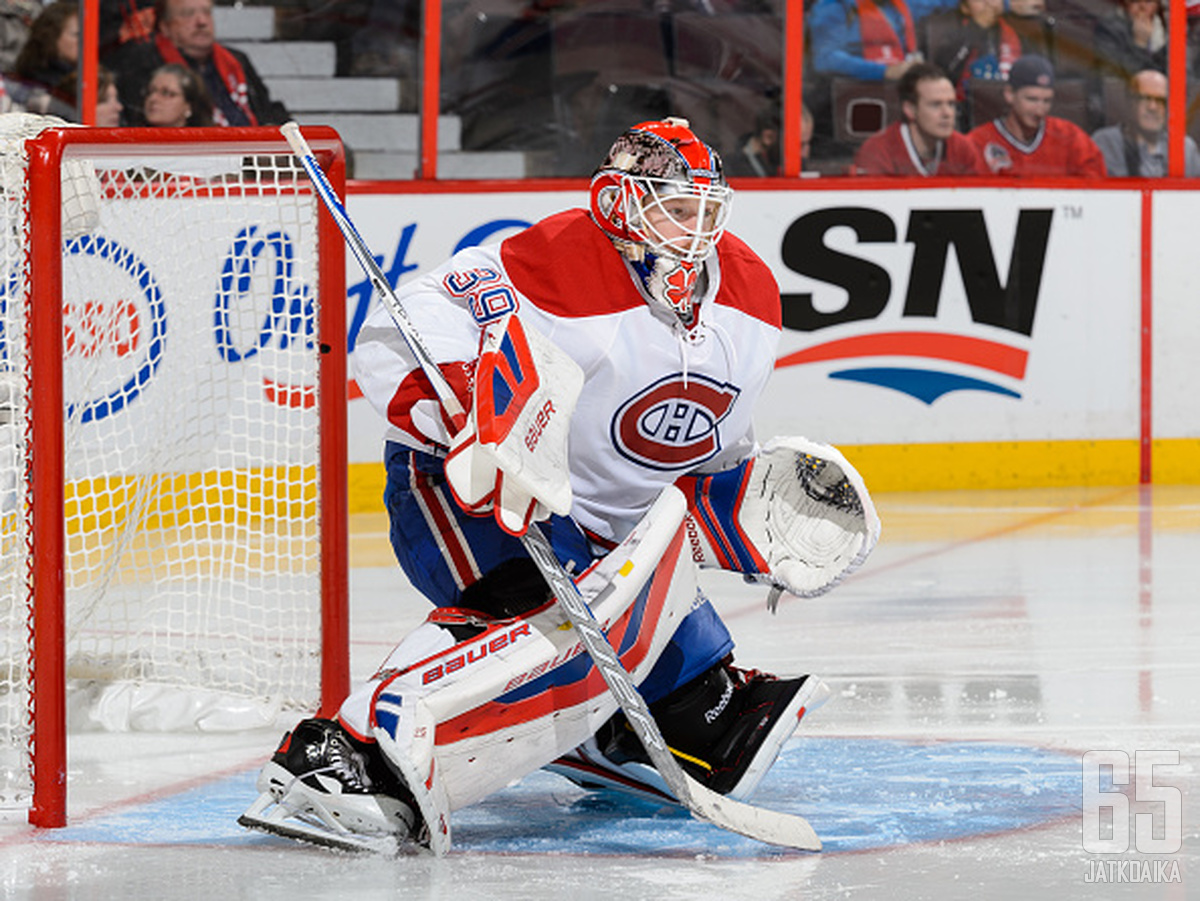 Mike Condon torjui Canadiensille voiton NHL-debyytissään.