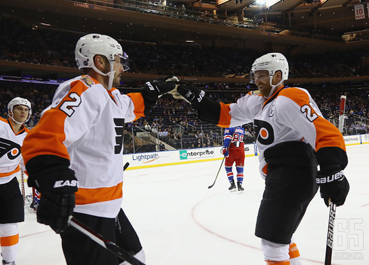Philadelphia Flyers juhli voittoa sunnuntaina. 