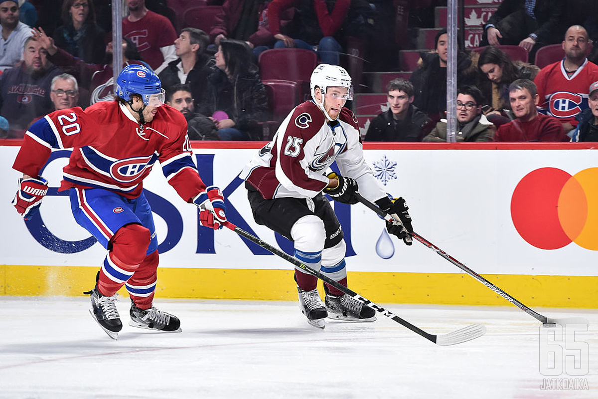 Avalanche oli vastaantulija Canadiensin käsittelyssä.