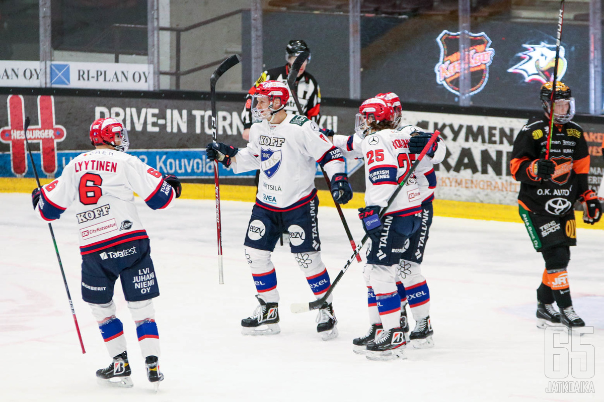 Kolmikko Tallberg - Broadhurst - Dyk merkkasi itselleen kolme HIFK:n neljästä maalista KooKoota vastaan.