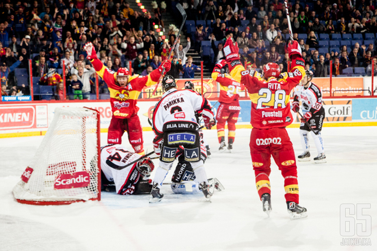 Jokerit pääsi juhlimaan maalintekoa viidesti.