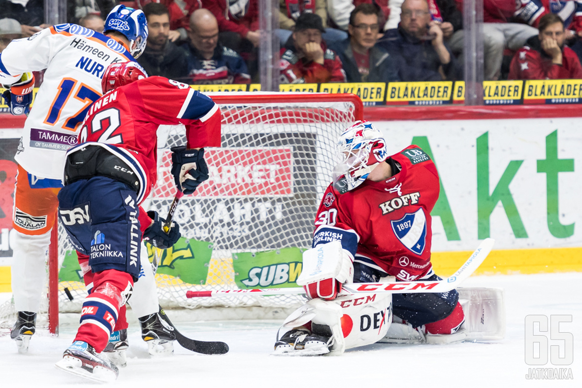 Vielä sarjan toisessa ottelussa HIFK:n maalilla oli tilaa, lauantaina oma pää tiivistyi.