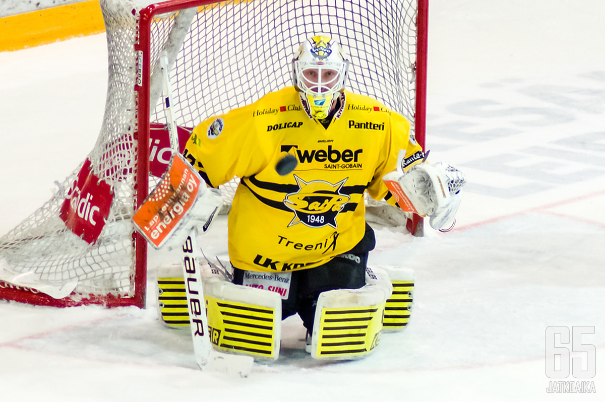 Jussi Markkanen on paljon vartijana myös tiistain ottelussa. 