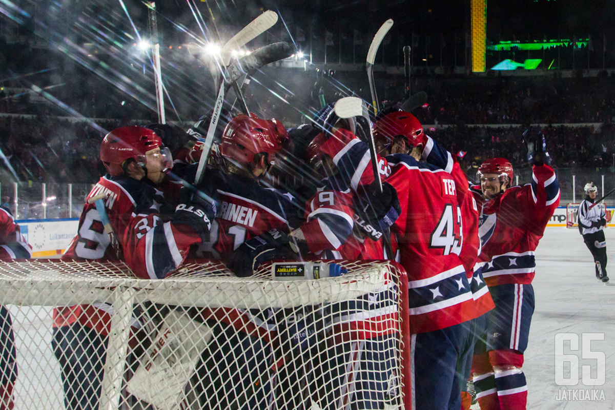 HIFK:n voitonjuhlat olivat riehakkaat.