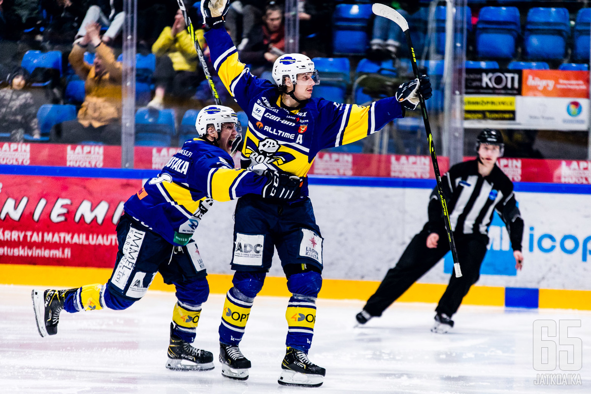 Tämän Mestis-kevään riemukkaita tunnelmia nähtiin muun muassa Rovaniemellä. Jatkossa suunta voi olla etelään päin.