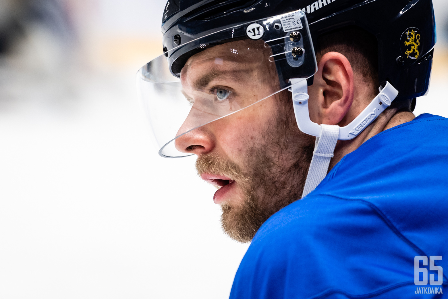 Suomen Iiro Pakarinen (81) Leijonien harjoituksissa, National Indoor Stadiumilla, Pekingissä, Kiinassa, 19. helmikuuta 2022.